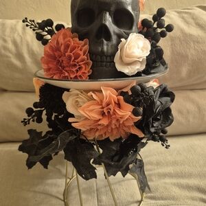 Black Skull Floral Arrangement
